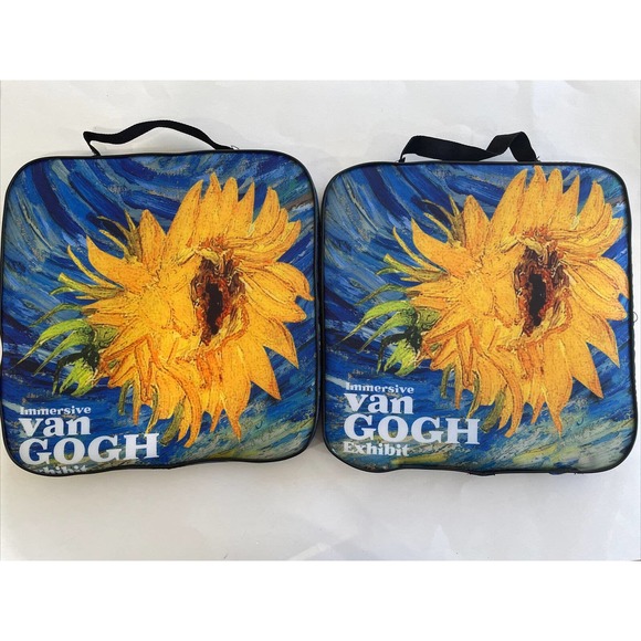 Lot Of 2 IMMERSIVE VAN GOGH Art EXHIBIT SUNFLOWER SEAT CUSHION PILLOWS NEW - Picture 3 of 3